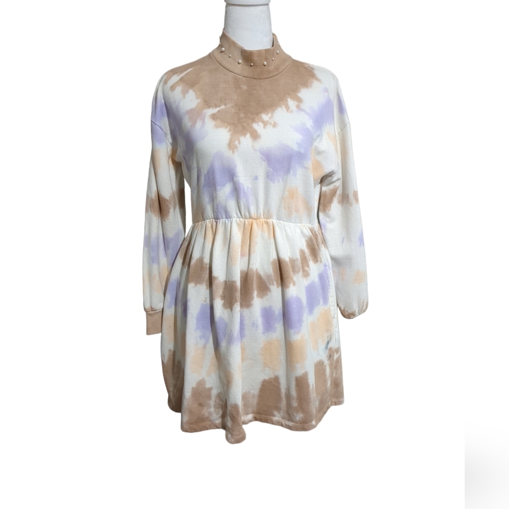 No comment NY.LA  tie dye soft cotton collar dress with pocked size S